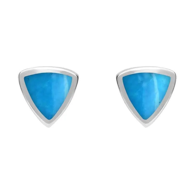 Sterling Silver Turquoise Small Curved Triangle Stud Earrings sold by Jura Watches