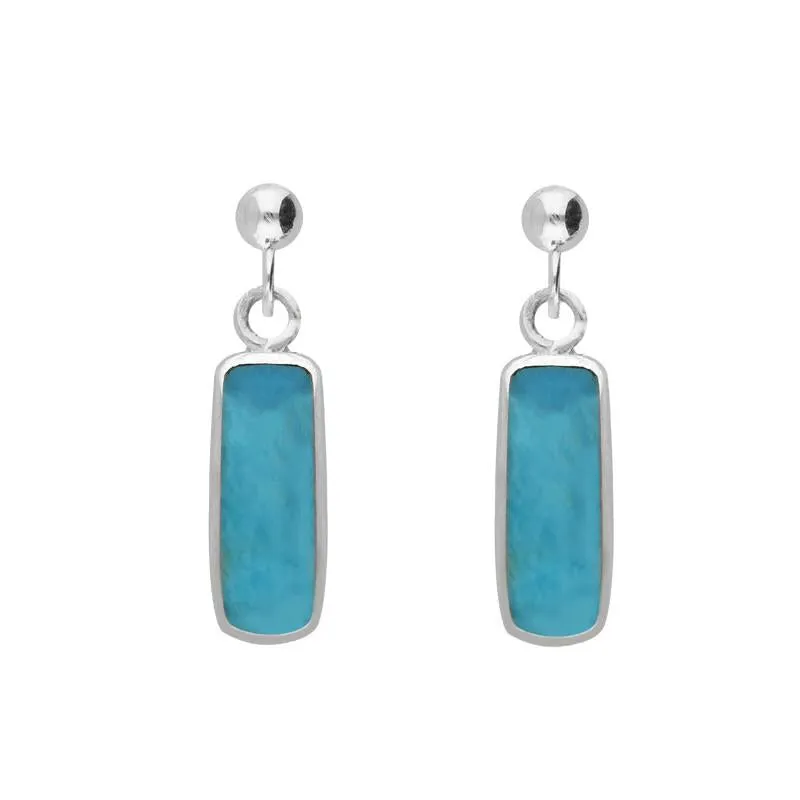 Sterling Silver Turquoise Oblong Drop Earrings sold by Jura Watches