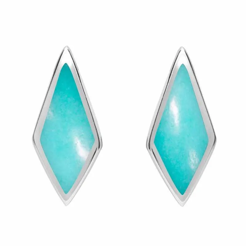 Sterling Silver Turquoise Diamond Shaped Stud Earrings sold by Jura Watches