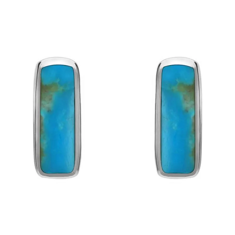 Sterling Silver Turquoise Oblong Petite Stud Earrings sold by Jura Watches