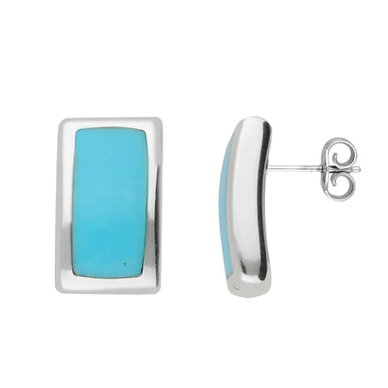 Sterling Silver Turquoise Oblong Stud Earrings sold by Jura Watches