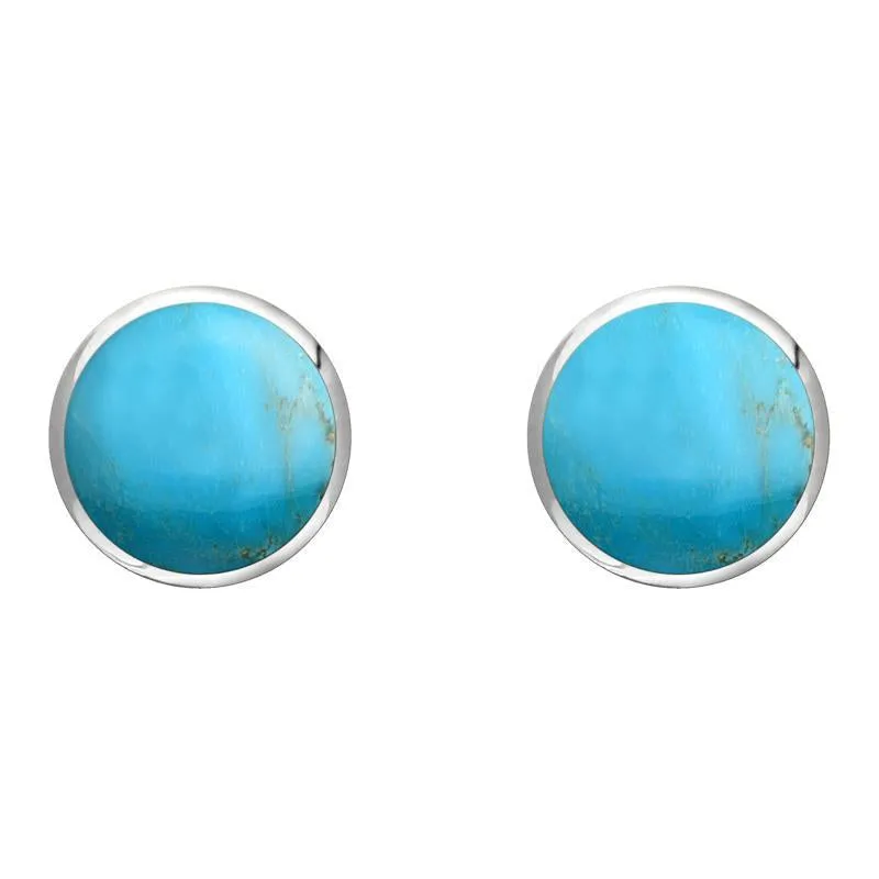 Sterling Silver Turquoise 8mm Classic Large Round Stud Earrings sold by Jura Watches