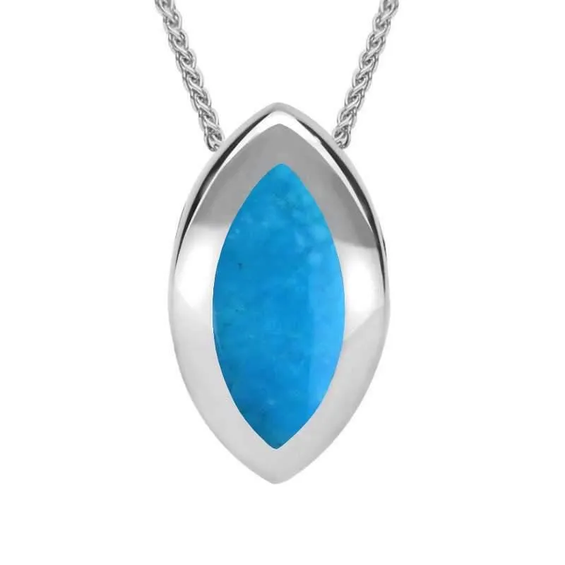 Sterling Silver Turquoise Framed Marquise Necklace sold by Jura Watches