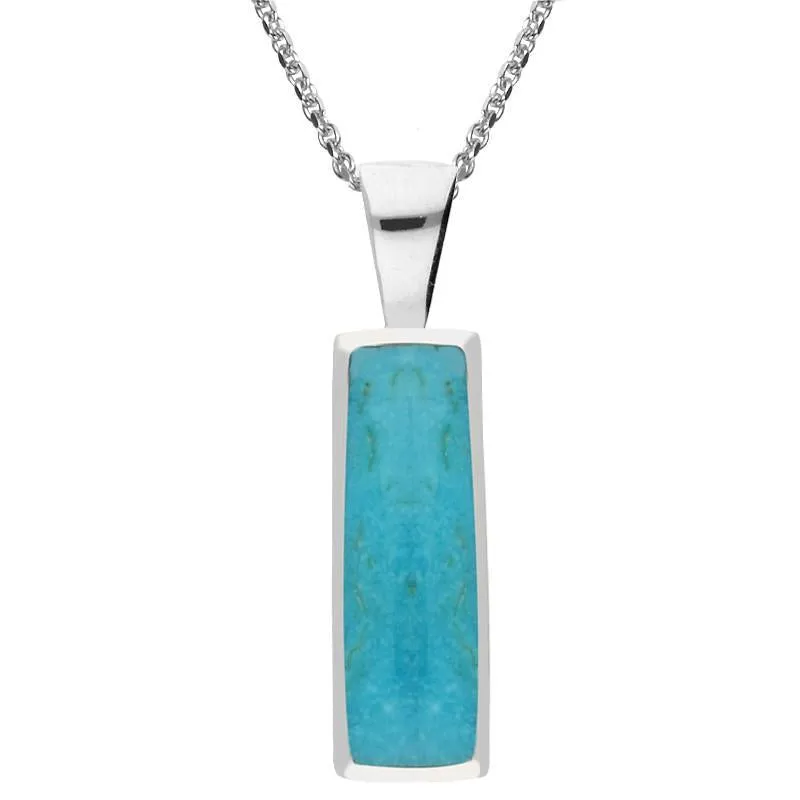 Sterling Silver Turquoise Large Slim Oblong Necklace sold by Jura Watches