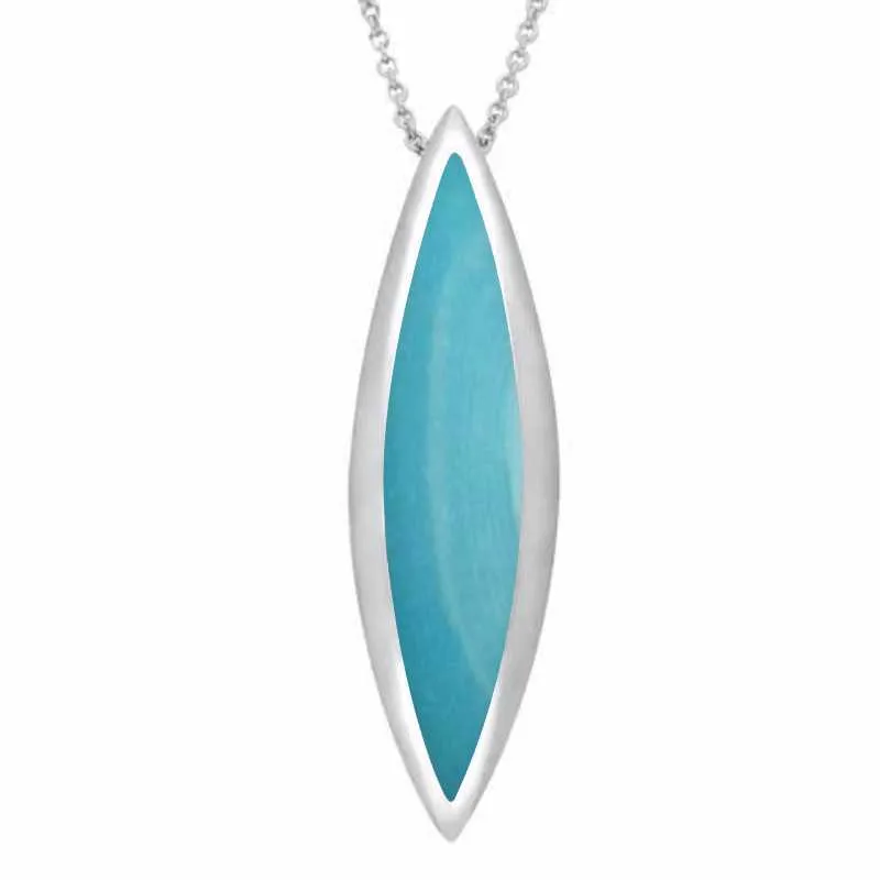 Sterling Silver Turquoise Toscana Long Marquise Necklace sold by Jura Watches