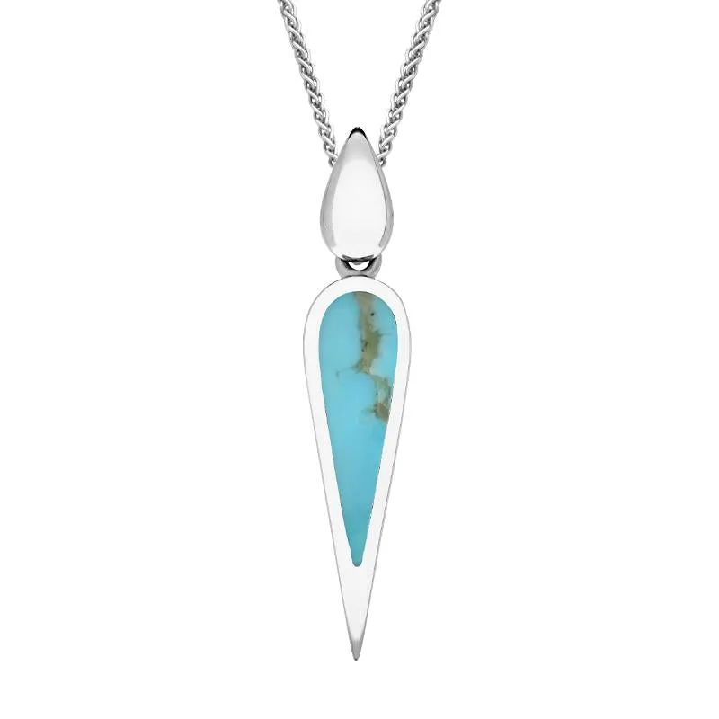Sterling Silver Turquoise Toscana Slim Pear Drop Necklace sold by Jura Watches