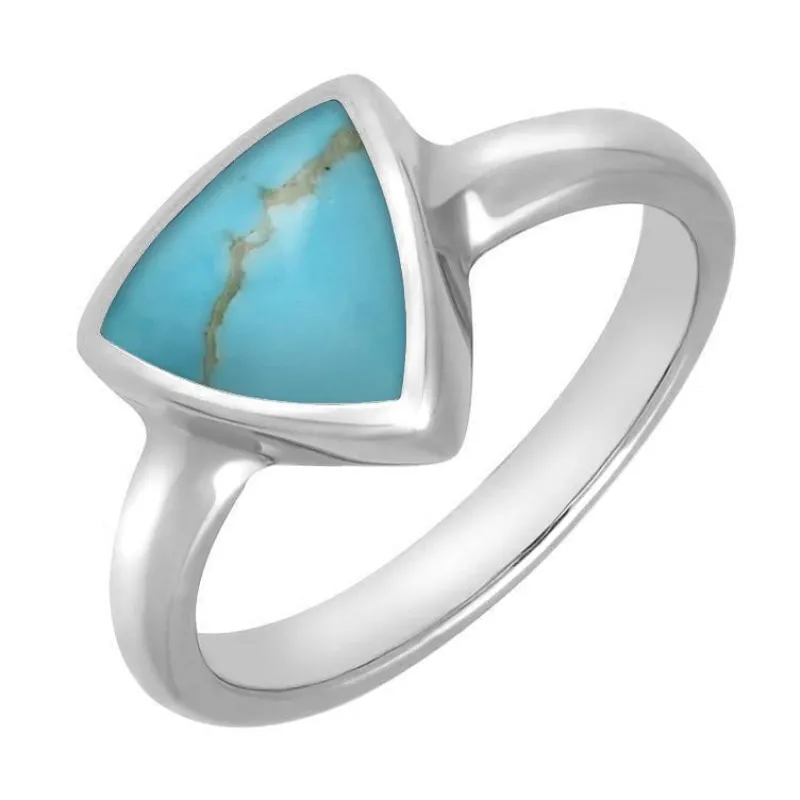 Sterling Silver Turquoise Curved Triangle Ring sold by Jura Watches