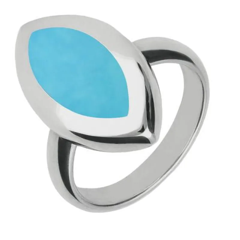 Sterling Silver Turquoise Framed Marquise Ring sold by Jura Watches
