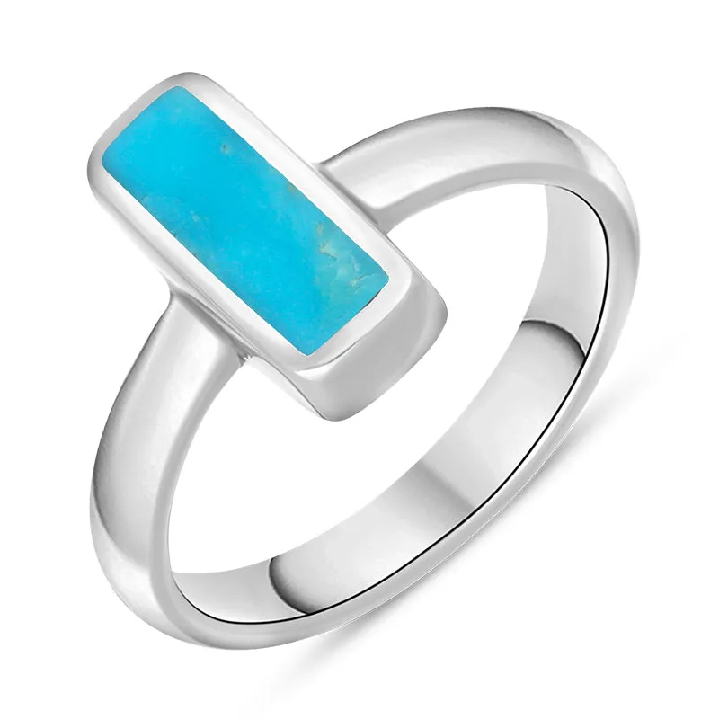 Sterling Silver Turquoise Slim Oblong Ring sold by Jura Watches