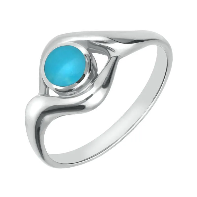 Sterling Silver Turquoise Round Twist Ring made by C.W. Sellors