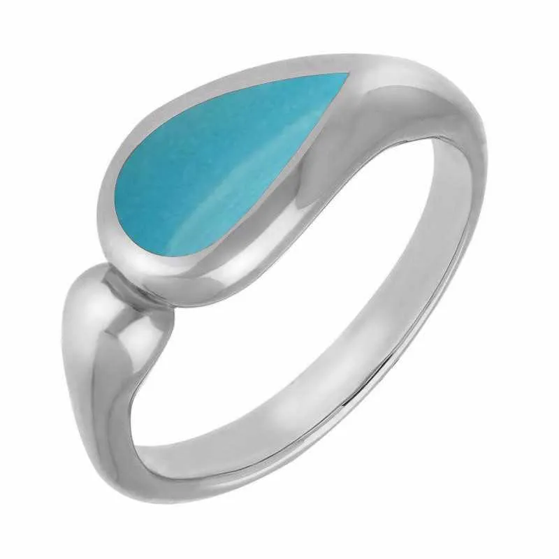 Sterling Silver Turquoise Toscana Offset Teardrop Ring sold by Jura Watches