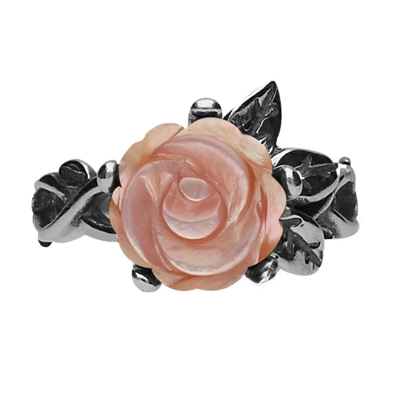 Sterling Silver Pink Mother of Pearl Tuberose 10mm Rose Leaf Twist Ring sold by Jura Watches product image thumbnail 2