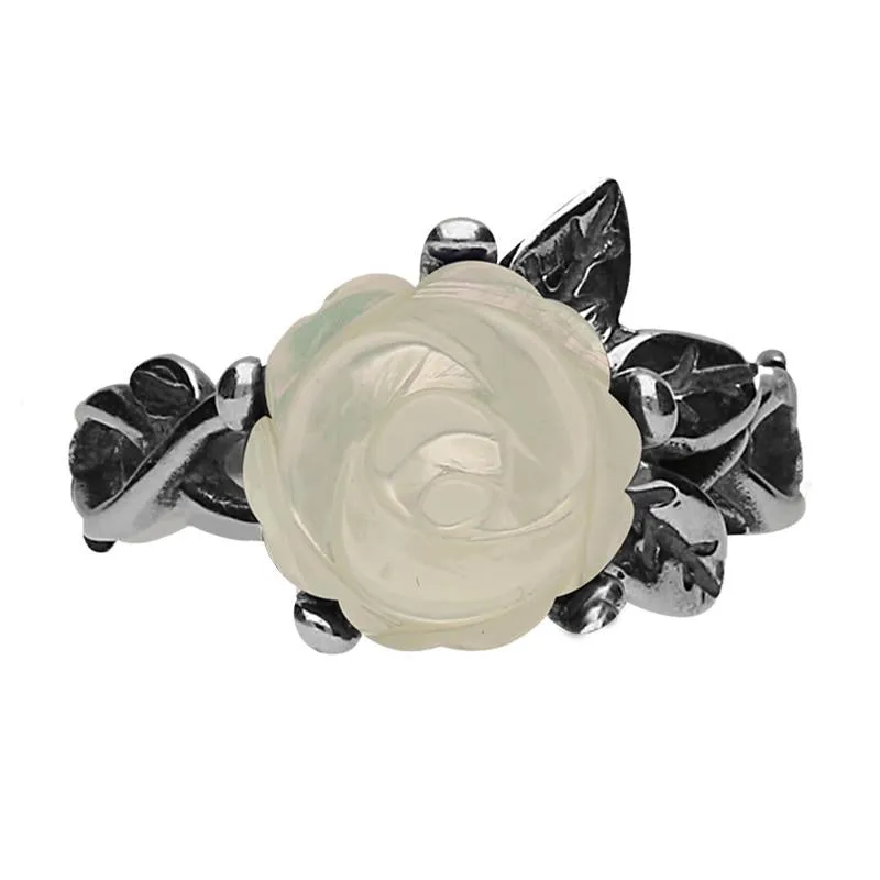 Sterling Silver White Mother of Pearl Tuberose 10mm Rose Twist Leaf Ring sold by Jura Watches product image thumbnail 2