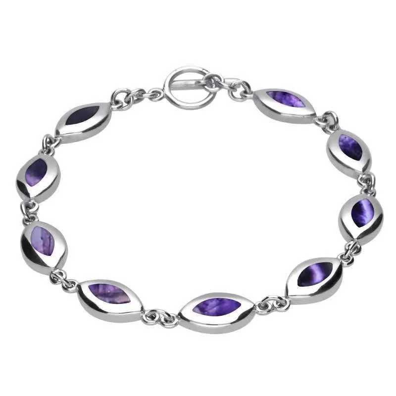Sterling Silver Blue John Framed Marquise Bracelet sold by Jura Watches