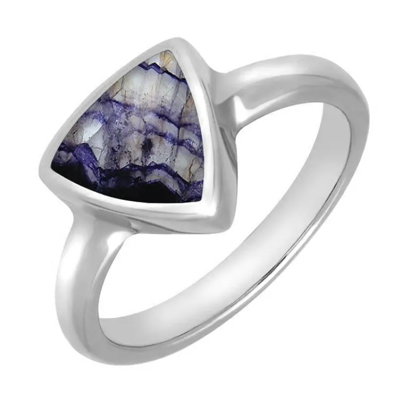 Sterling Silver Blue John Curved Triangle Ring sold by Jura Watches