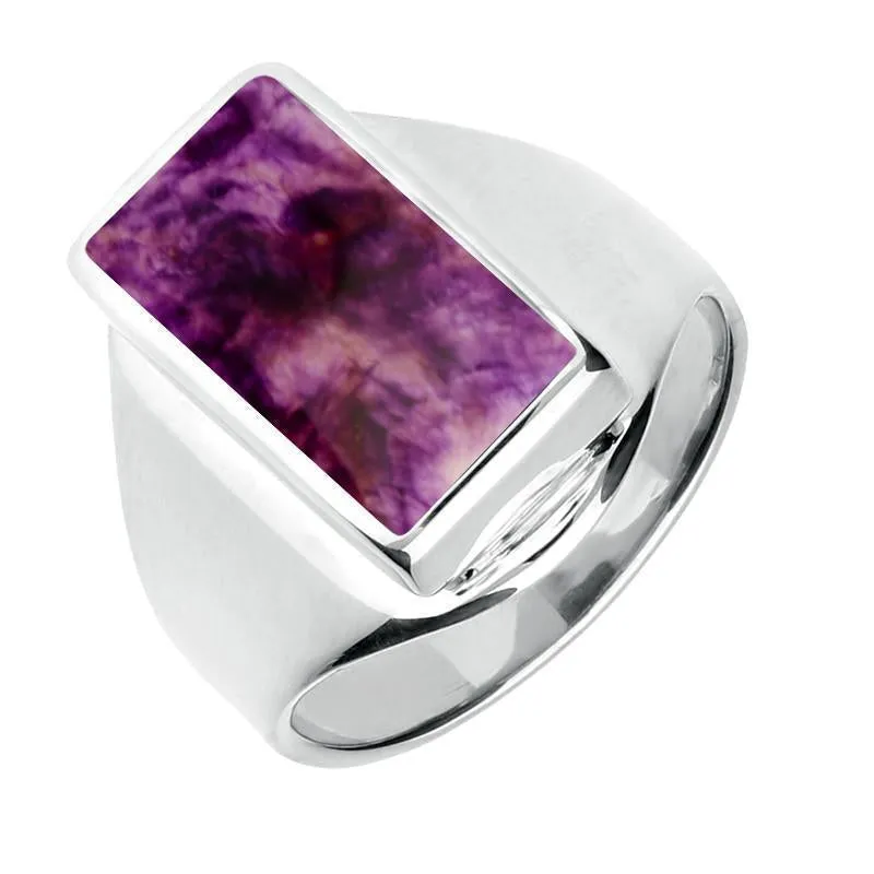 Sterling Silver Blue John Small Oblong Ring sold by Jura Watches
