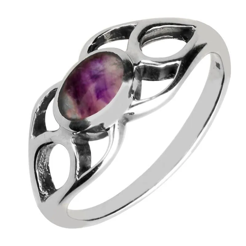 Sterling Silver Blue John Oval Lattice Ring sold by Jura Watches