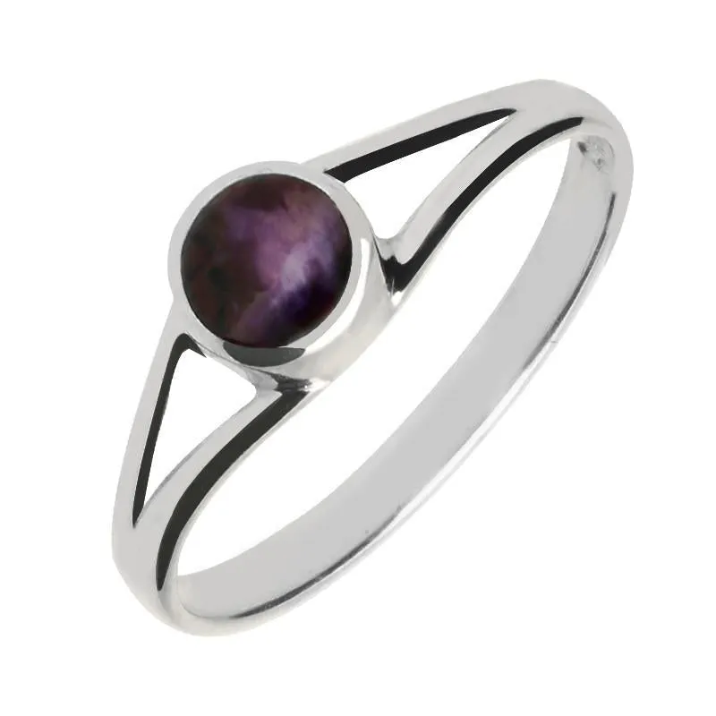 Sterling Silver Blue John Round Split Shoulder Ring sold by Jura Watches