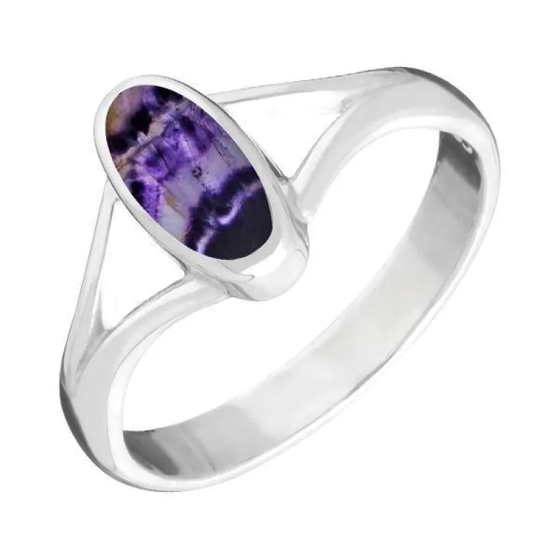Sterling Silver Blue John Heritage Oval Split Shoulder Ring sold by Jura Watches