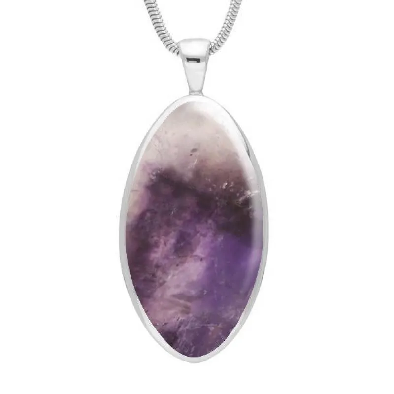 Sterling Silver Blue John Large Oval Necklace sold by Jura Watches