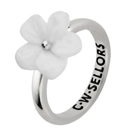 Sterling Silver White Agate Tuberose 12mm Pansy Ring sold by Jura Watches