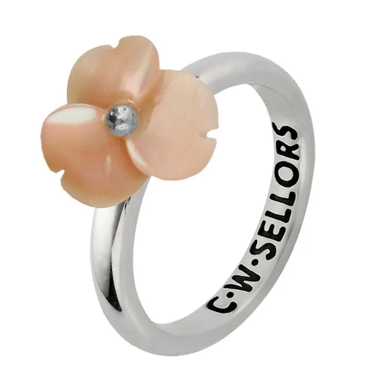 Sterling Silver Pink Mother of Pearl Tuberose 10mm Clover Ring sold by Jura Watches