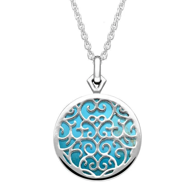 Sterling Silver Turquoise Flore Filigree Necklace sold by Jura Watches