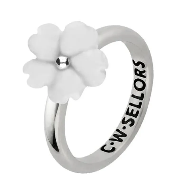 Sterling Silver White Agate Tuberose 10mm Gypsophila Ring sold by Jura Watches