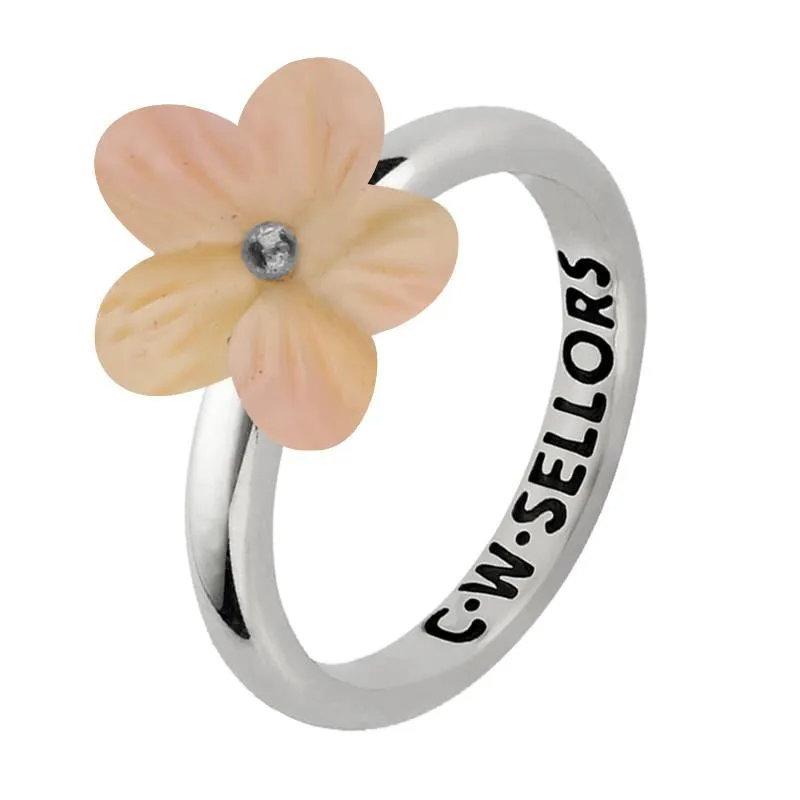 Sterling Silver Pink Conch Tuberose 12mm Pansy Ring sold by Jura Watches