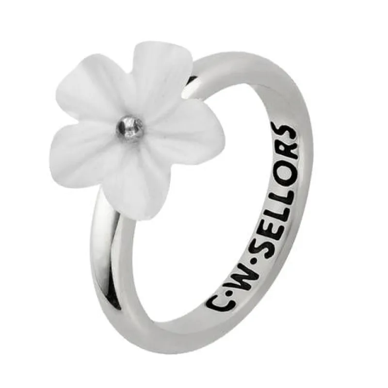 Sterling Silver White Agate Tuberose 12mm Desert Rose Ring sold by Jura Watches