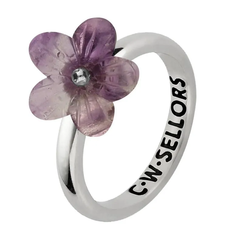 Sterling Silver Amethyst Tuberose 12mm Pansy Ring sold by Jura Watches
