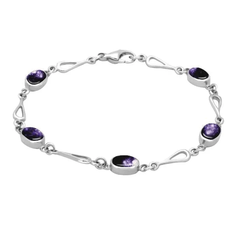 Sterling Silver Blue John Oval Spoon Link Bracelet sold by Jura Watches