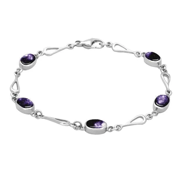 Sterling Silver Blue John Oval Spoon Link Bracelet sold by Jura Watches
