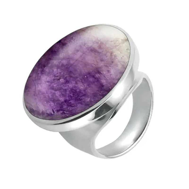 Sterling Silver Blue John Small Round Stone Ring sold by Jura Watches