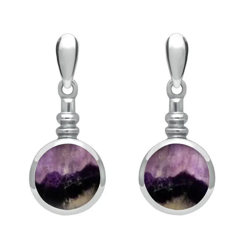 Sterling Silver Blue John Bottle Top Drop Earrings sold by Jura Watches