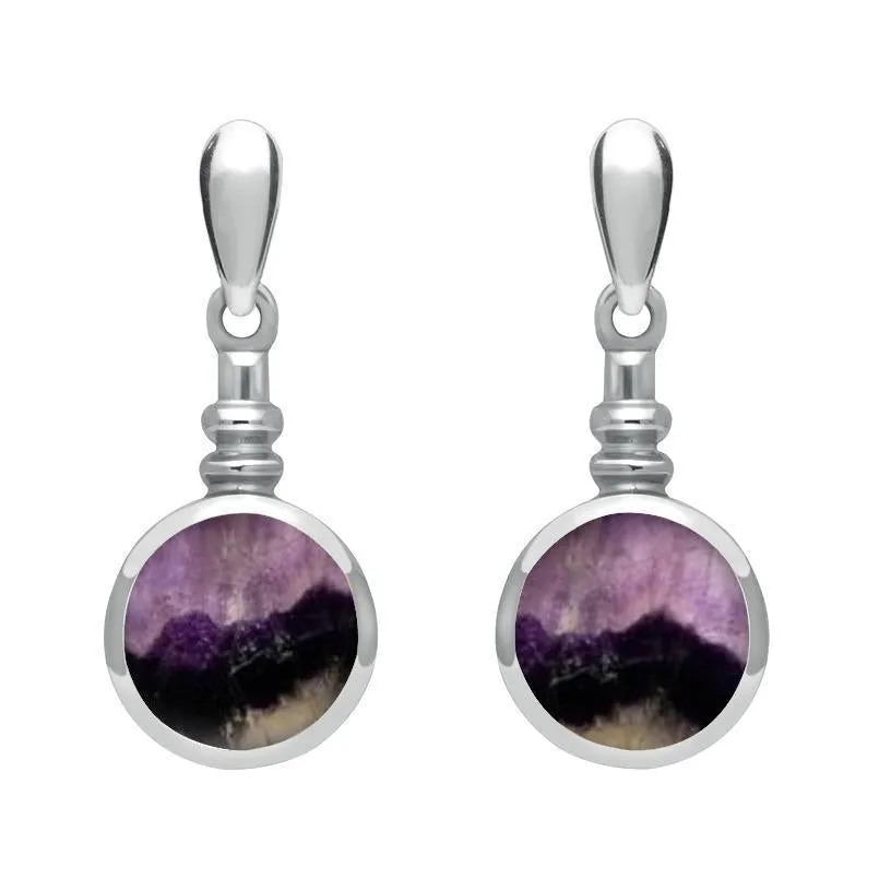 Sterling Silver Blue John Bottle Top Drop Earrings sold by Jura Watches