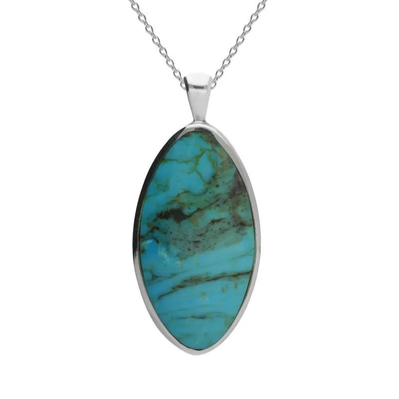 Sterling Silver Turquoise Large Oval Necklace sold by Jura Watches