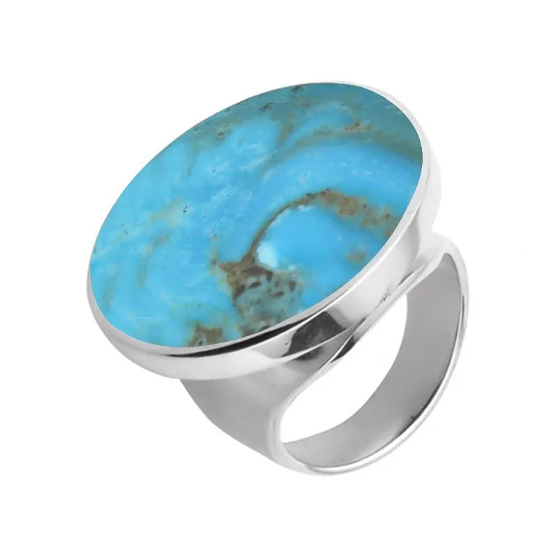 Sterling Silver Turquoise Medium Round Stone Ring sold by Jura Watches