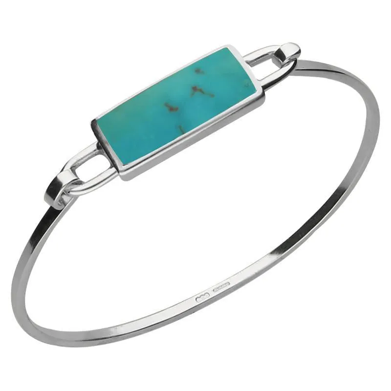 Sterling Silver Turquoise Slim Oblong Bangle sold by Jura Watches