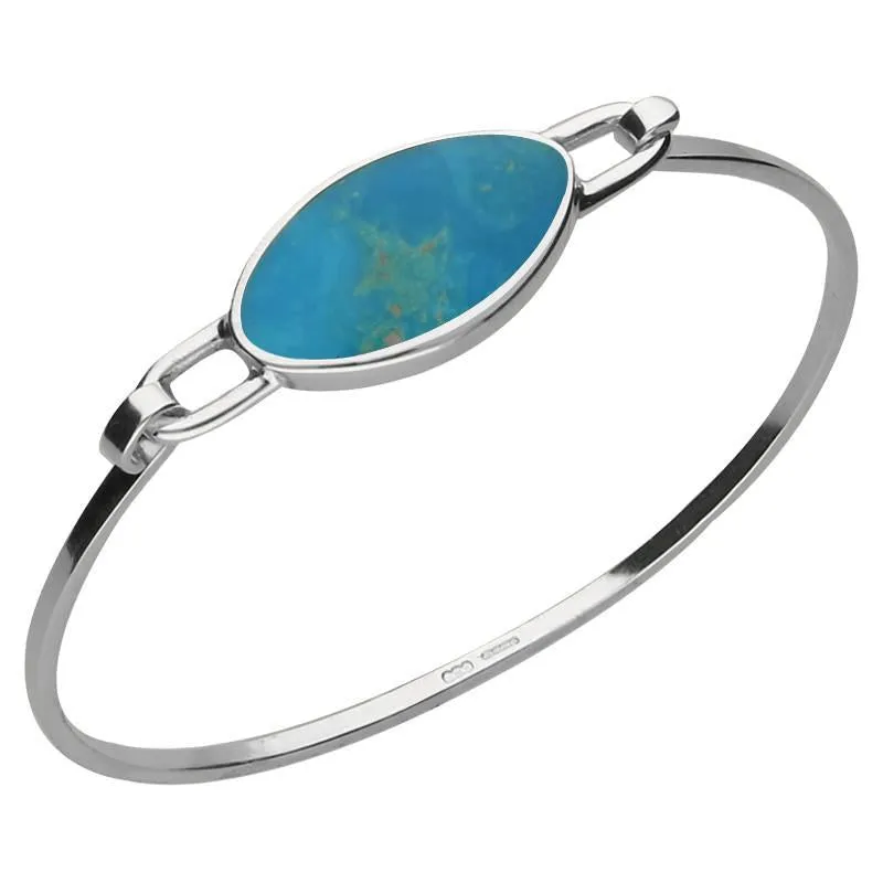 Sterling Silver Turquoise Oval Slim Bangle sold by Jura Watches