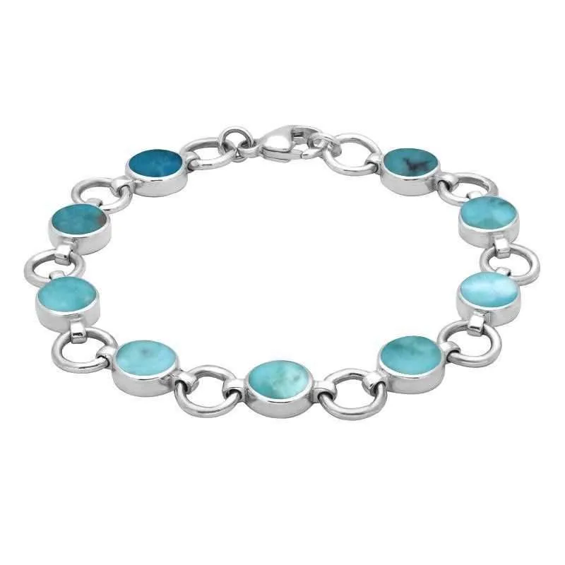 Sterling Silver Turquoise Nine Stone Round Ring Bracelet sold by Jura Watches