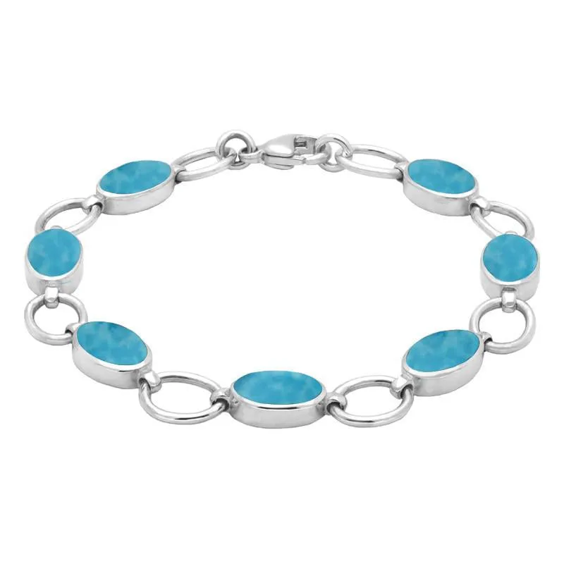 Sterling Silver Turquoise Oval Seven Stone Bracelet sold by Jura Watches