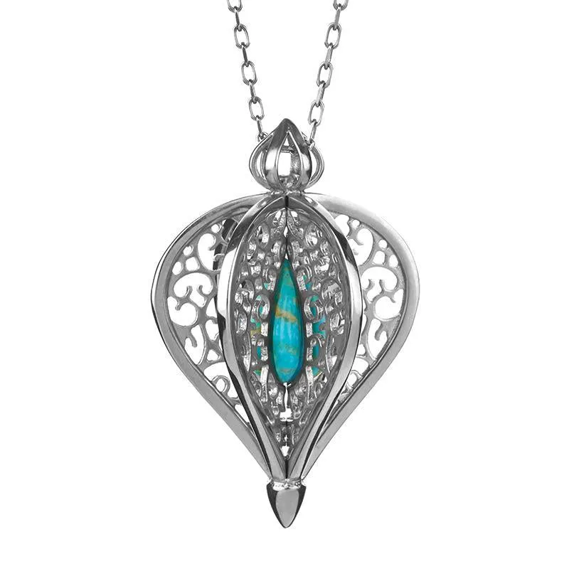 Sterling Silver Turquoise Flore Filigree Small Necklace sold by Jura Watches