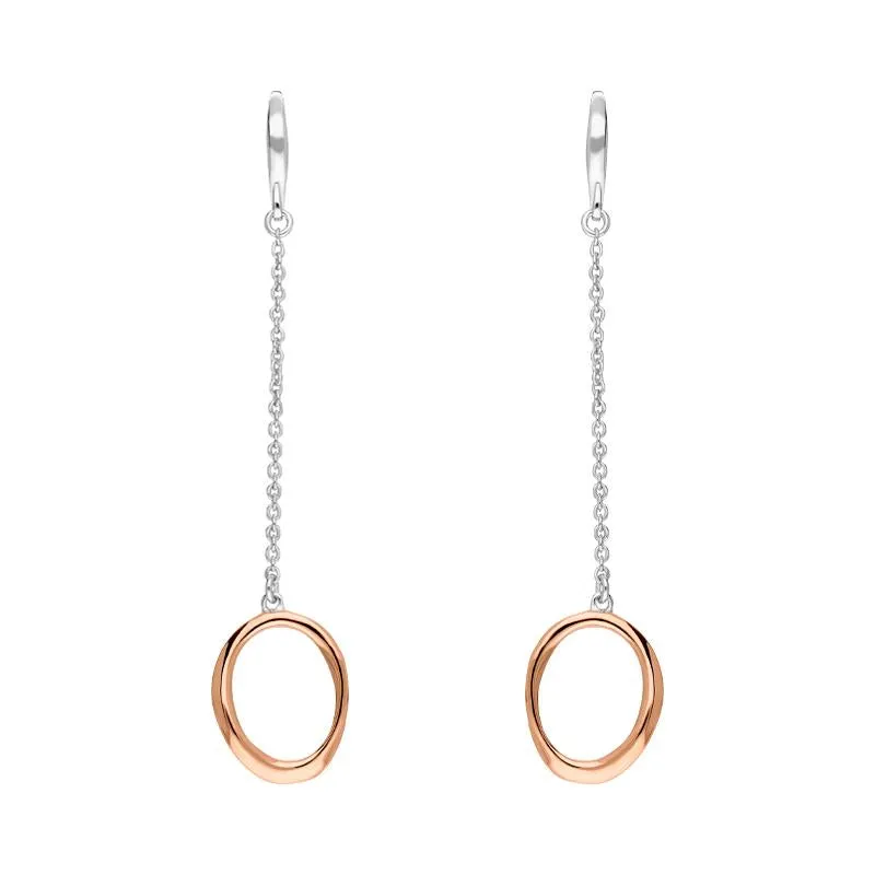 Rose Gold Plated Sterling Silver Open Oval Infinity Long Drop Earrings sold by Jura Watches