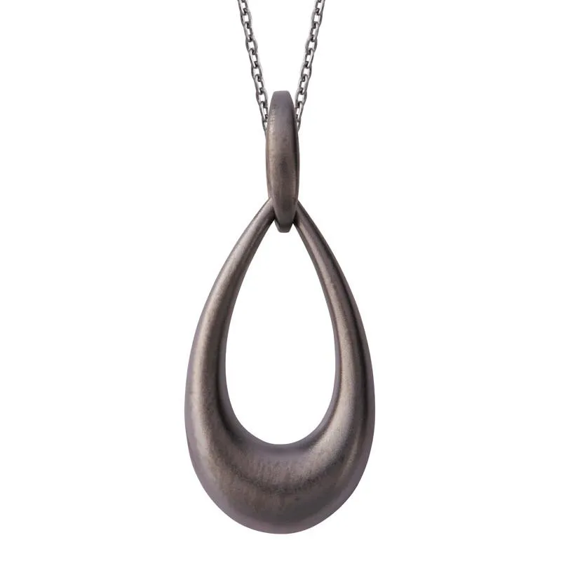 Black Rhodium Plated Sterling Silver Open Pear Drop Infinity Necklace sold by Jura Watches