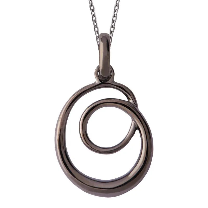 Black Rhodium Plated Sterling Silver Open Swirl Infinity Necklace sold by Jura Watches