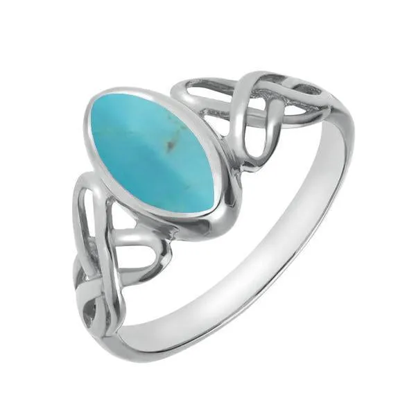 Sterling Silver Turquoise Marquise Celtic Ring sold by Jura Watches