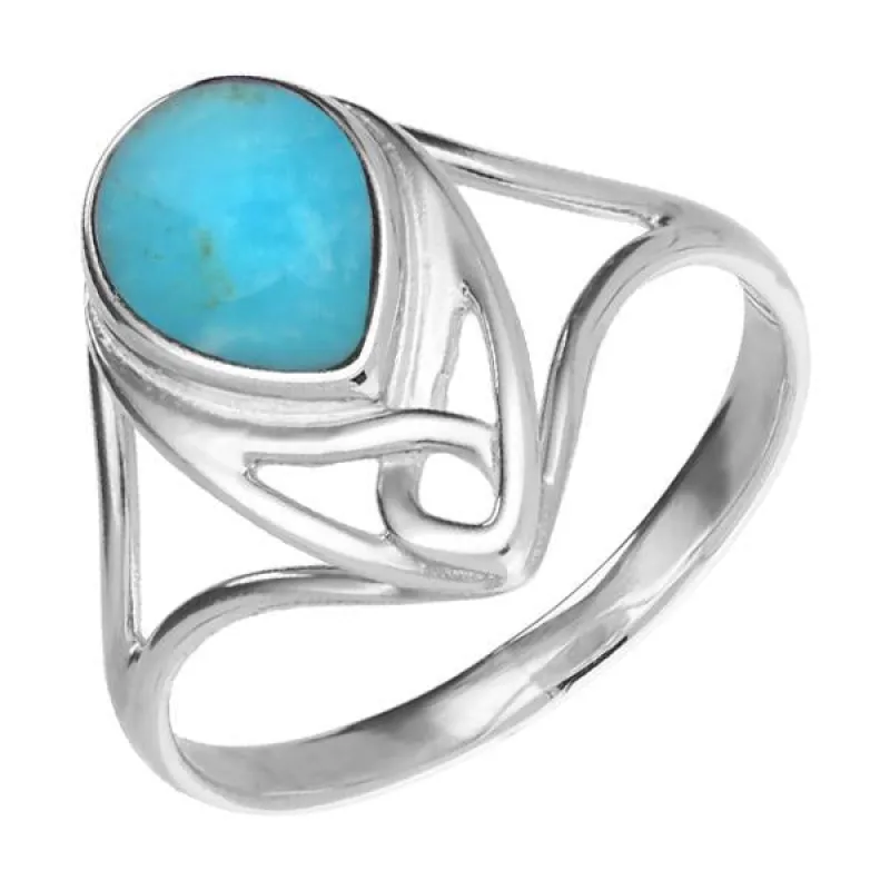 Sterling Silver Turquoise Pear Celtic Ring sold by Jura Watches