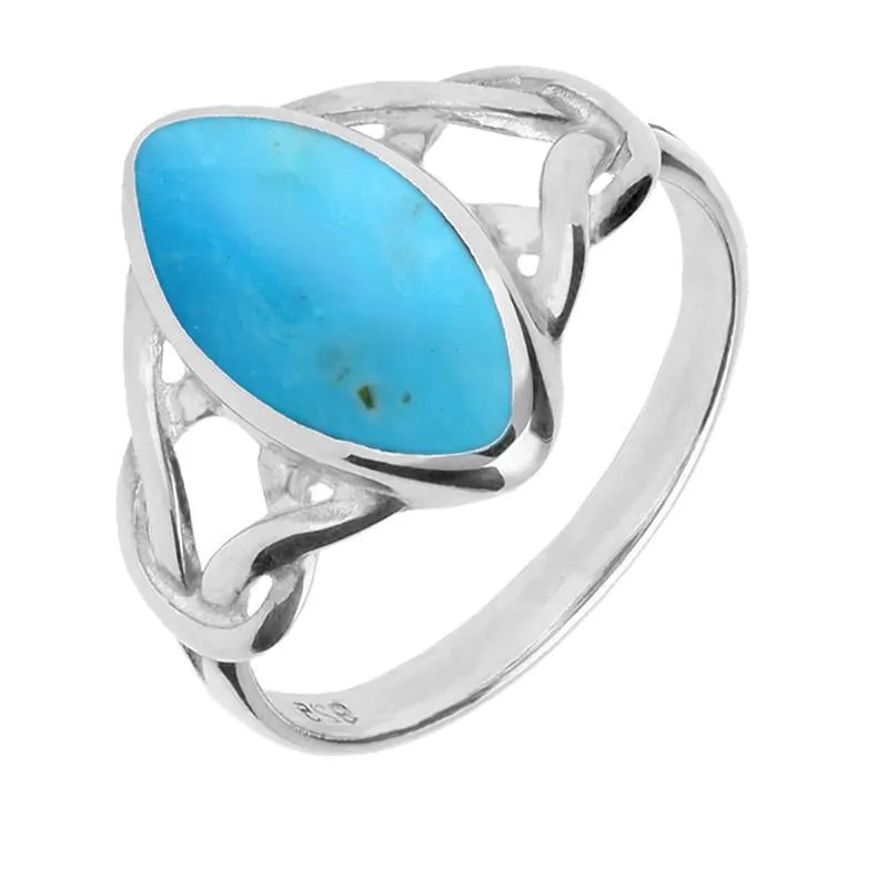 Sterling Silver Turquoise Marquise Celtic Ring made by C.W. Sellors