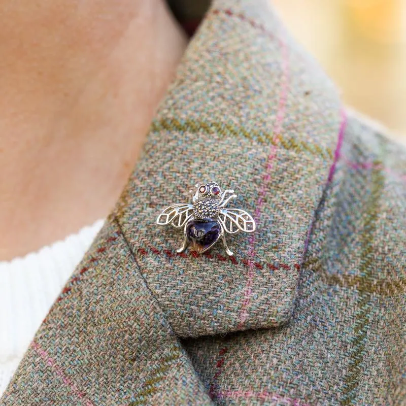 Sterling Silver Blue John Marcasite Garnet Style & Fashion Honey Bee Brooch sold by Jura Watches product image thumbnail 2